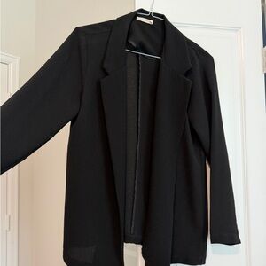 Lush crepe Black Open Front Women's Blazer Jacket